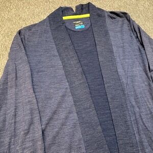Icebreaker Merino Cool-Lite Cardigan Womens XS Navy Blue Heather Open Front Wrap